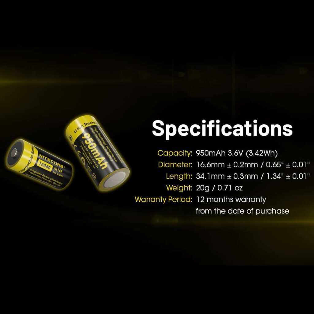 Nitecore NL169 acumulator 16340 de 950 mAh