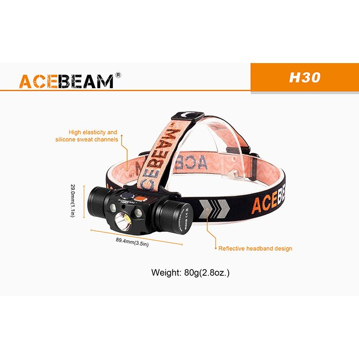 Acebeam H30 R+UV lanterna frontala
