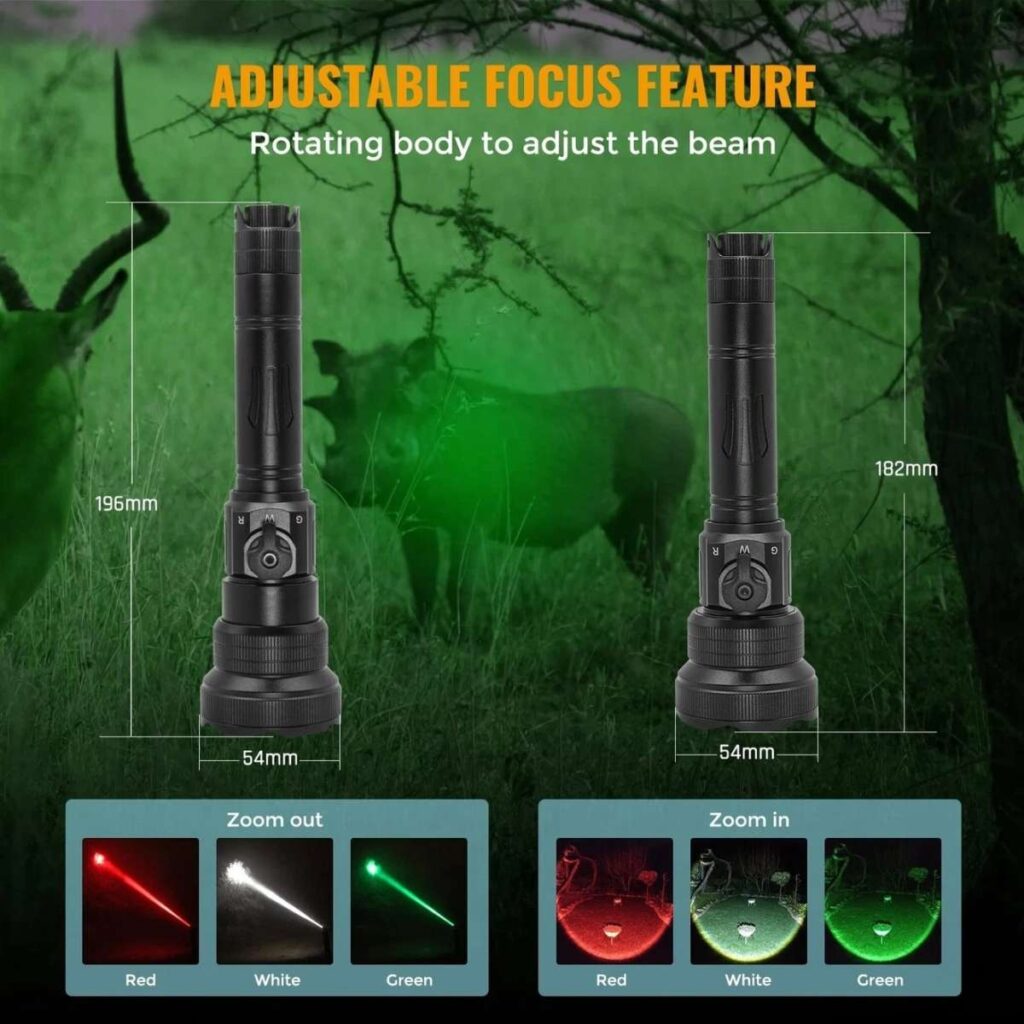 Brinyte T28 Tri-Color lanterna cu focalizare cu lumina alba, verde, rosie