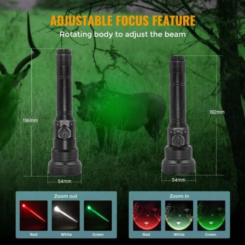 Brinyte T28 Tri-Color lanterna cu focalizare cu lumina alba, verde, rosie