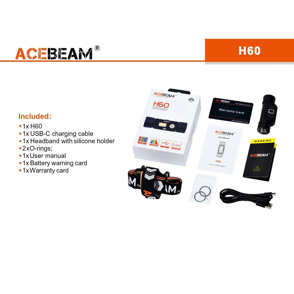 Acebeam H60 lanterna frontala TIR full spectrum