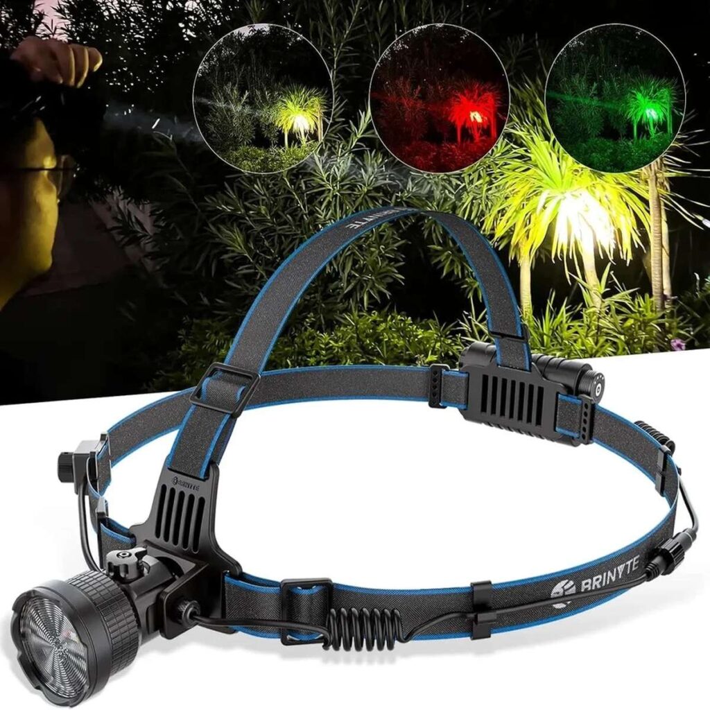 Brinyte HL28 lanterna frontala de distanta lumina alba rosie verde