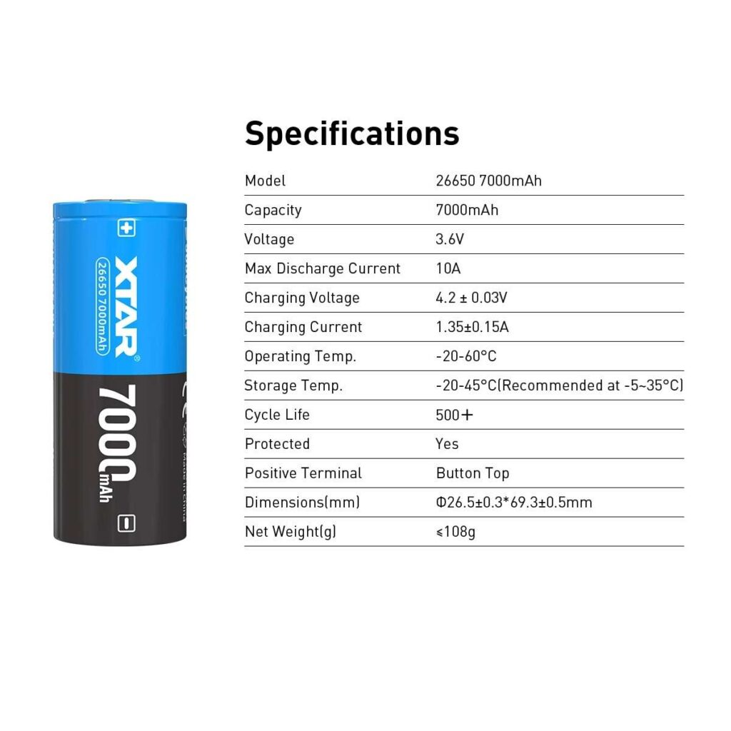 Xtar acumulator 26650 de 7000 mAh