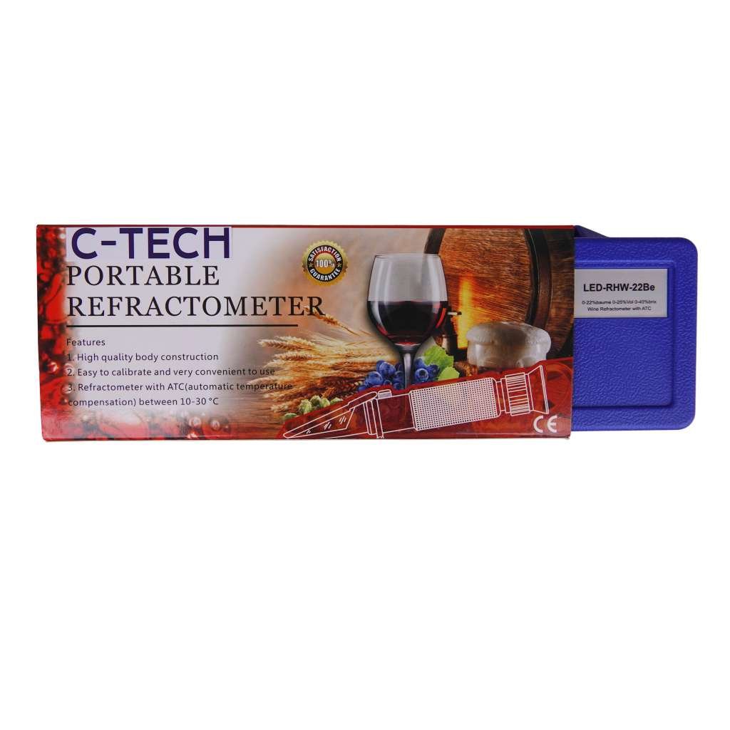 C-Tech LED-RHW-22Be refractometru pentru must si vin, 3 in 1
