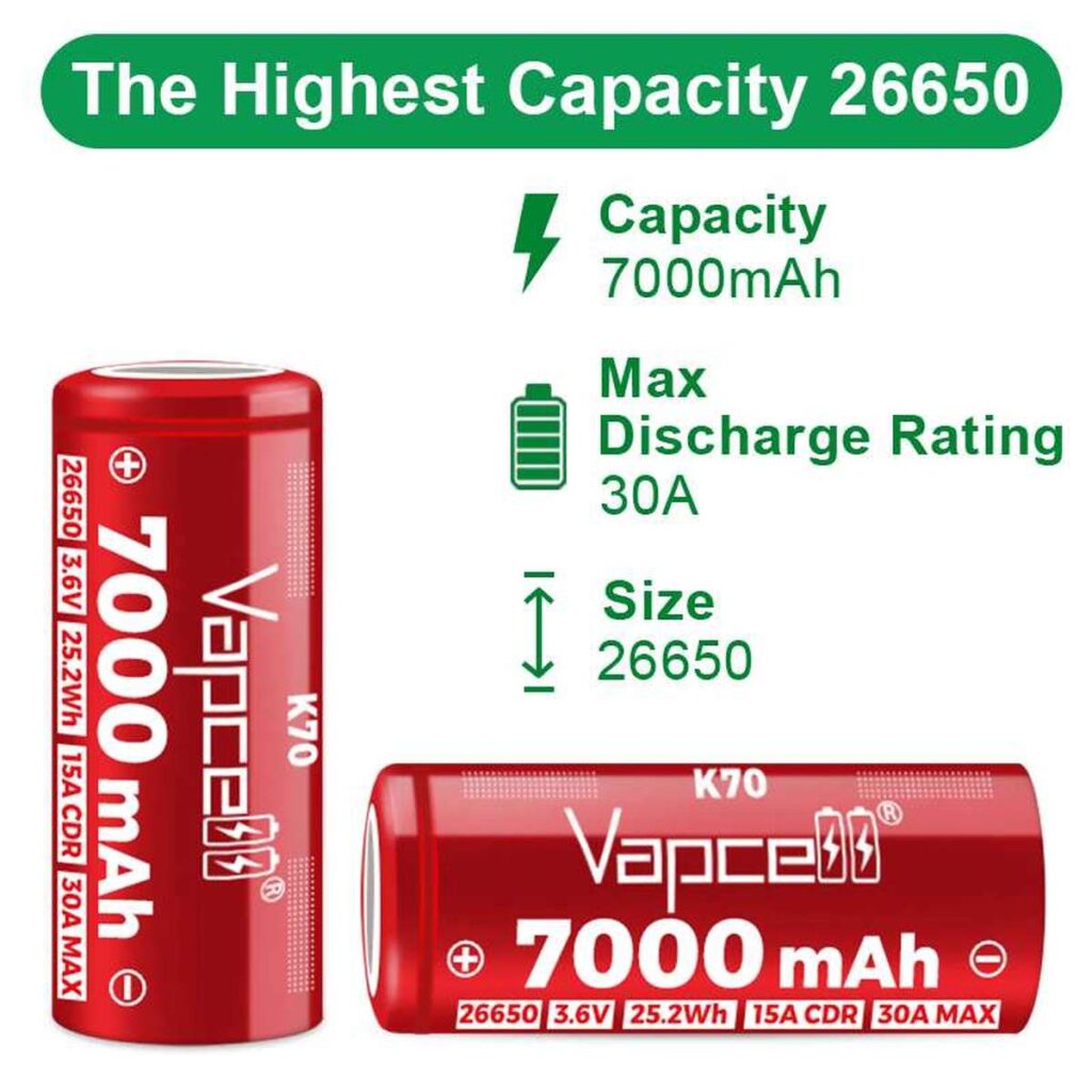 Vapcell K70 acumulator 26650 de 7000 mAh