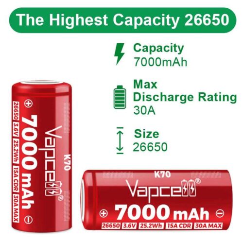 Vapcell K70 acumulator 26650 de 7000 mAh
