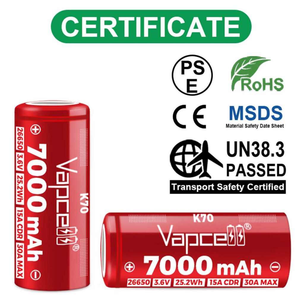 Vapcell K70 acumulator 26650 de 7000 mAh