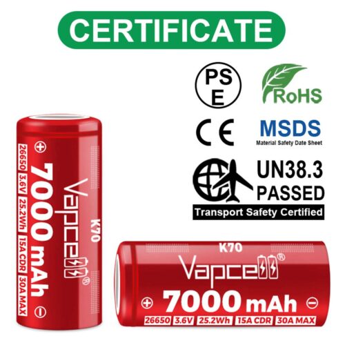 Vapcell K70 acumulator 26650 de 7000 mAh