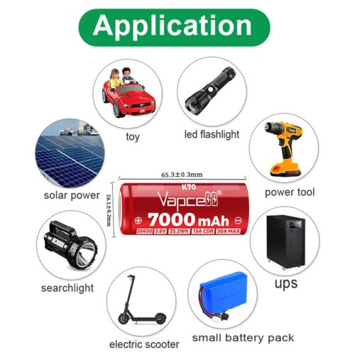 Vapcell K70 acumulator 26650 de 7000 mAh