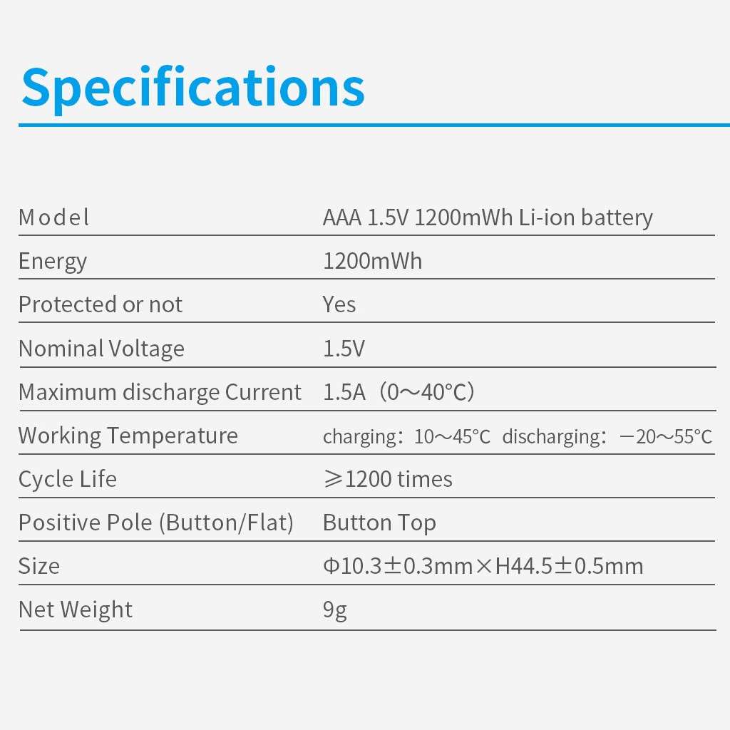 Xtar AAA 1200 mWh acumulator 1.5V Li-Ion tip AAA de 800 mAh