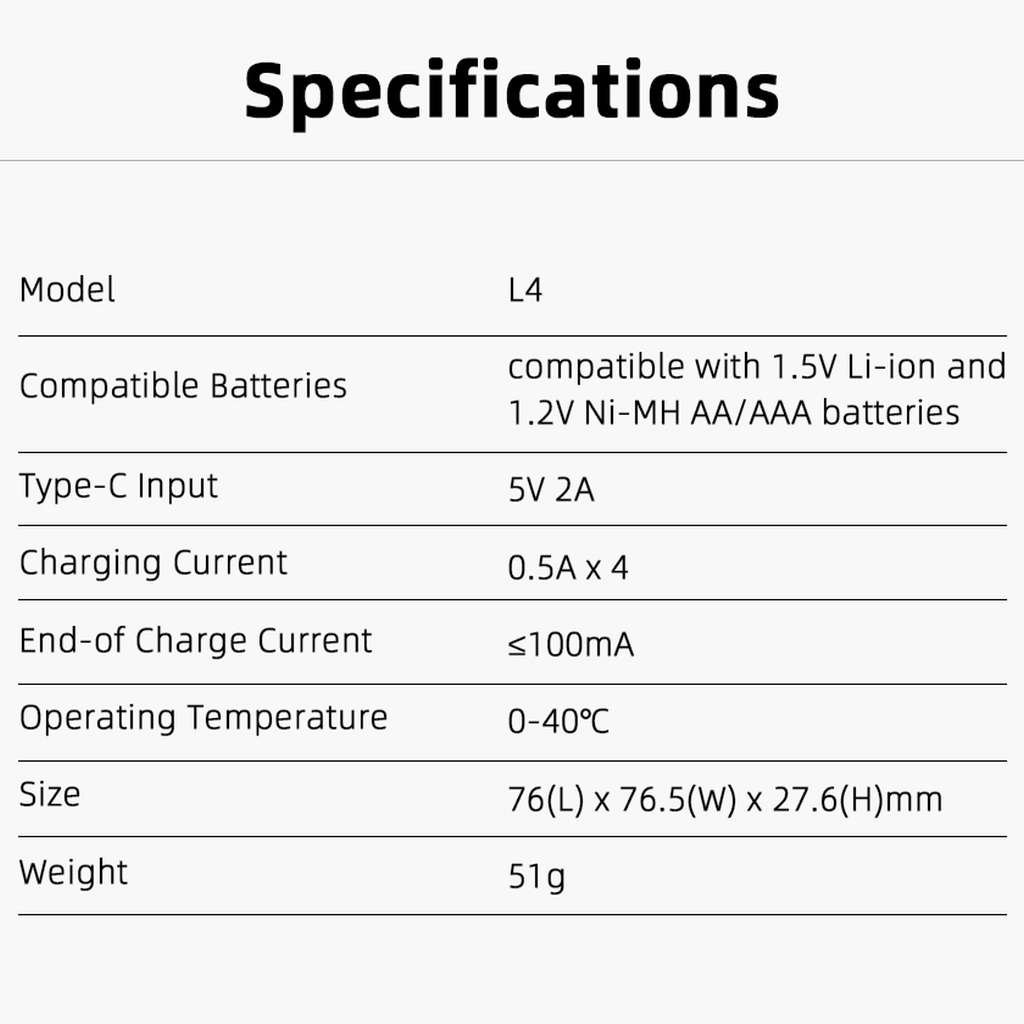 Xtar L4 incarcator cu 4 porturi pentru acumulatori AA si AAA