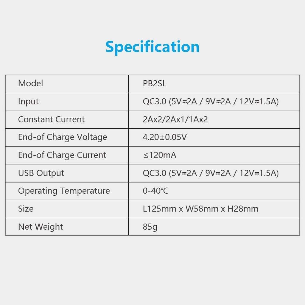 Xtar PB2SL incarcator cu doua porturi, baterie externa configurabila