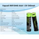 Vapcell P1054A acumulator 1.5V Li-Ion tip AAA de 540 mAh micro-USB