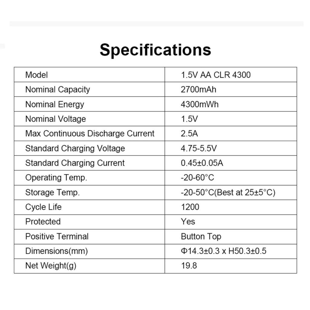 Xtar AA 4300 mWh acumulator 1.5V Li-Ion tip AA de 2700 mAh