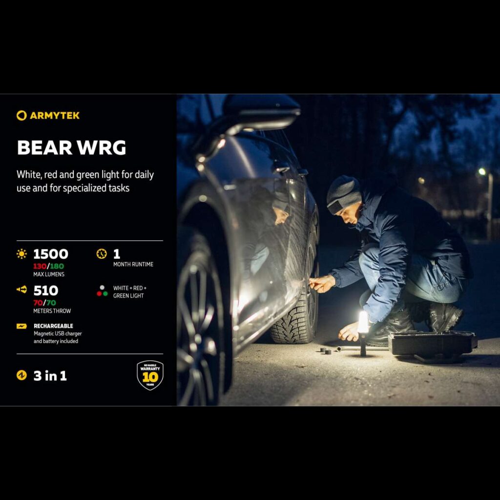 Armytek Bear WRG lanterna felinar lumina alba rosie verde