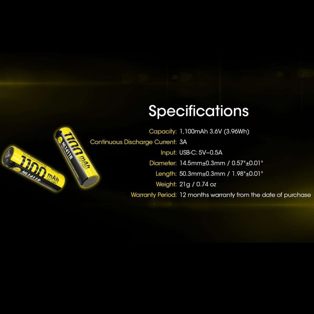 Nitecore NL1411R acumulator 14500 de 1100 mAh cu port USB