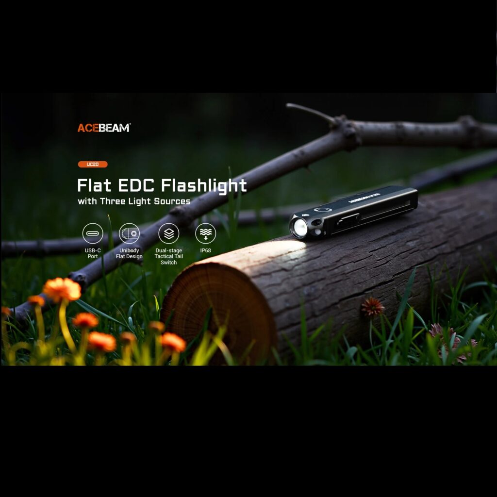 Acebeam UC20 lanterna plata lumina alba, rosie si UV