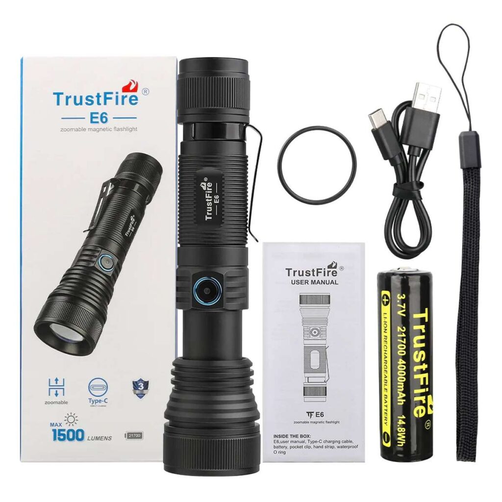 TrustFire E6 lanterna cu fascicul ajustabil, cu zoom
