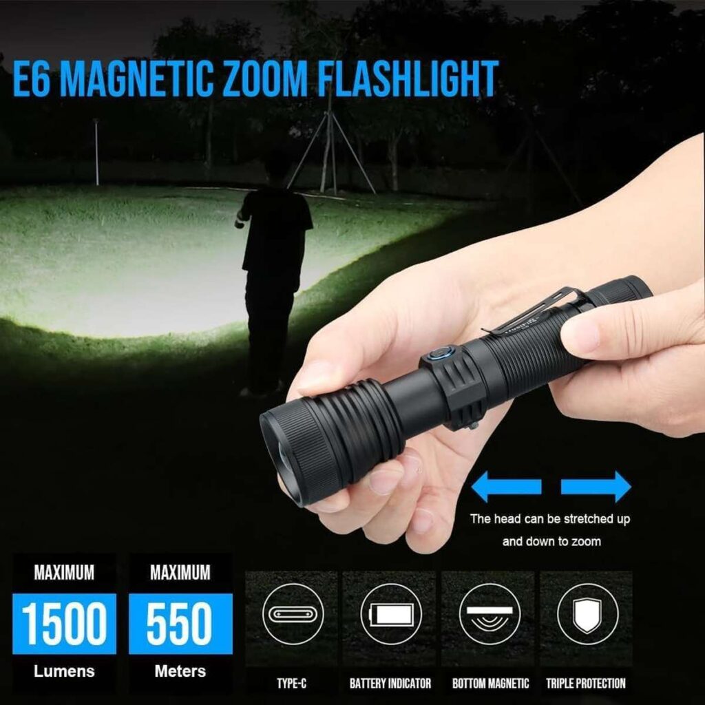 TrustFire E6 lanterna cu fascicul ajustabil, cu zoom