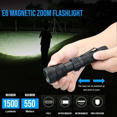 TrustFire E6 lanterna cu fascicul ajustabil, cu zoom