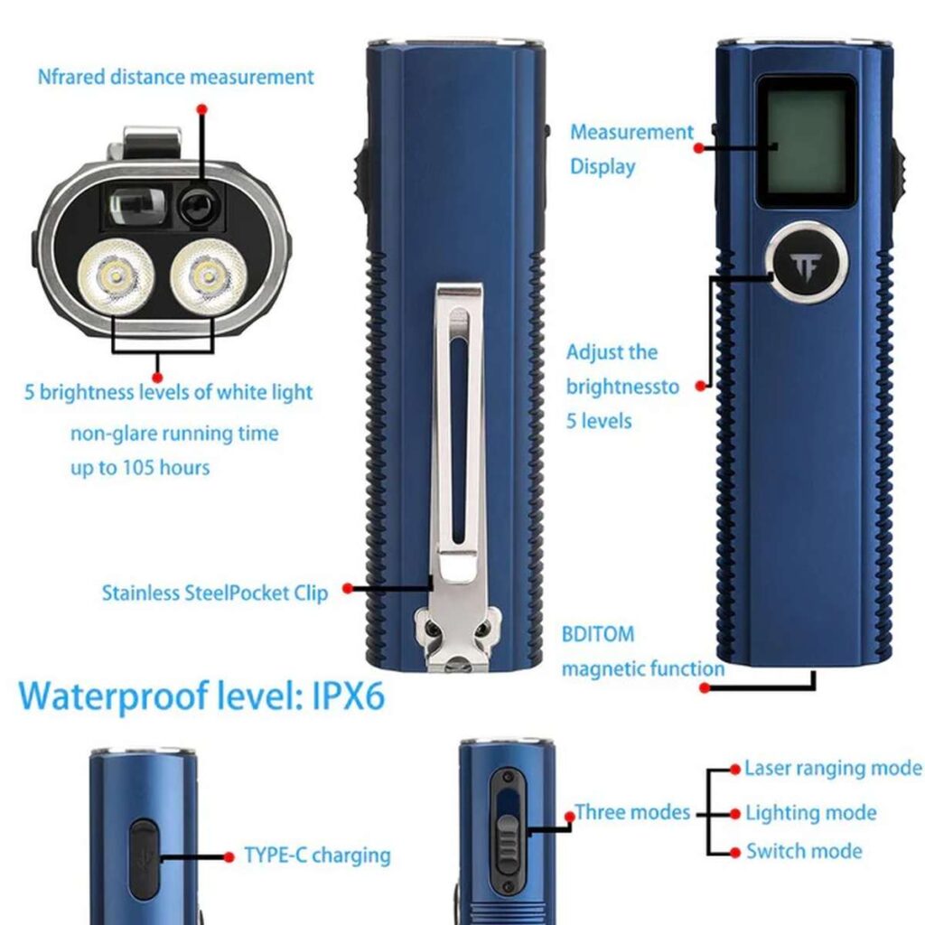 TrustFire Mini X7 lanterna cu telemetru laser rosu si ecran LCD