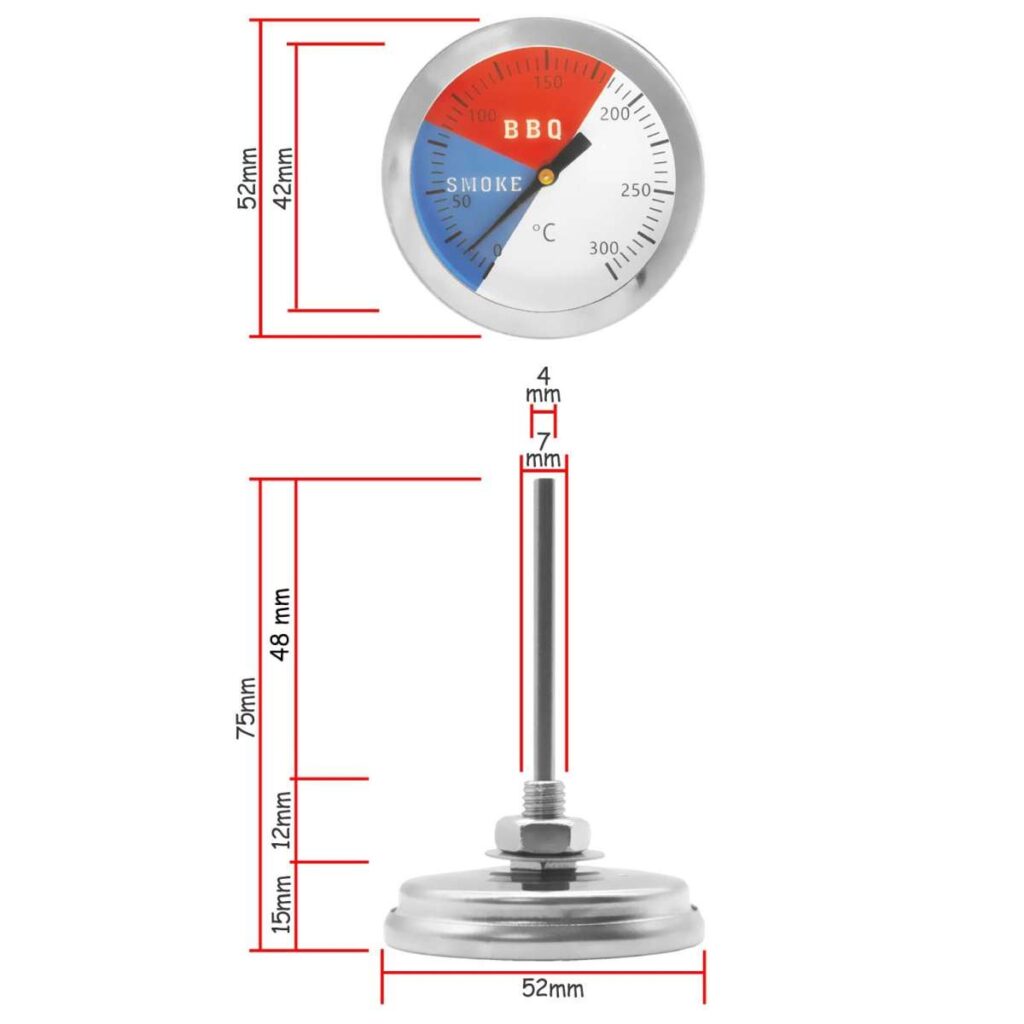 C-Tech B1714 termometru incorporabil pentru afumatoare sau BBQ