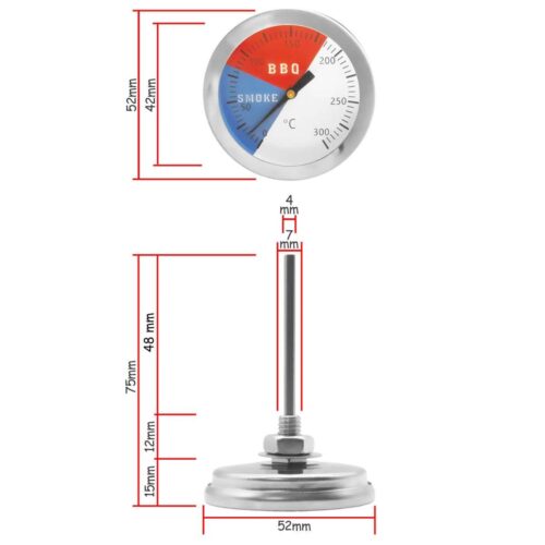 C-Tech B1714 termometru incorporabil pentru afumatoare sau BBQ