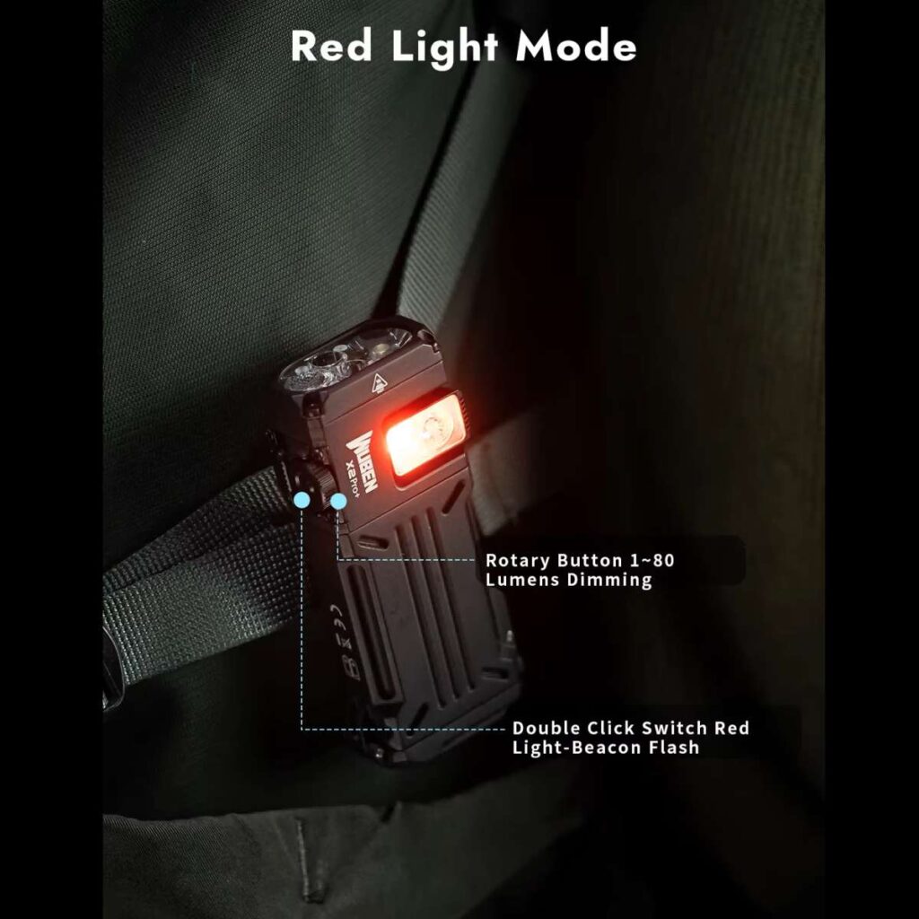 Wuben X2Pro+ lanterna multifunctionala cu LED rosu