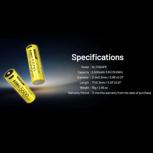 Nitecore NL2155HPR acumulator 21700 de 5500 mAh cu port USB