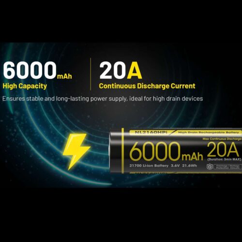 Nitecore NL2160HPi acumulator 21700 de 6000 mAh, poli dubli