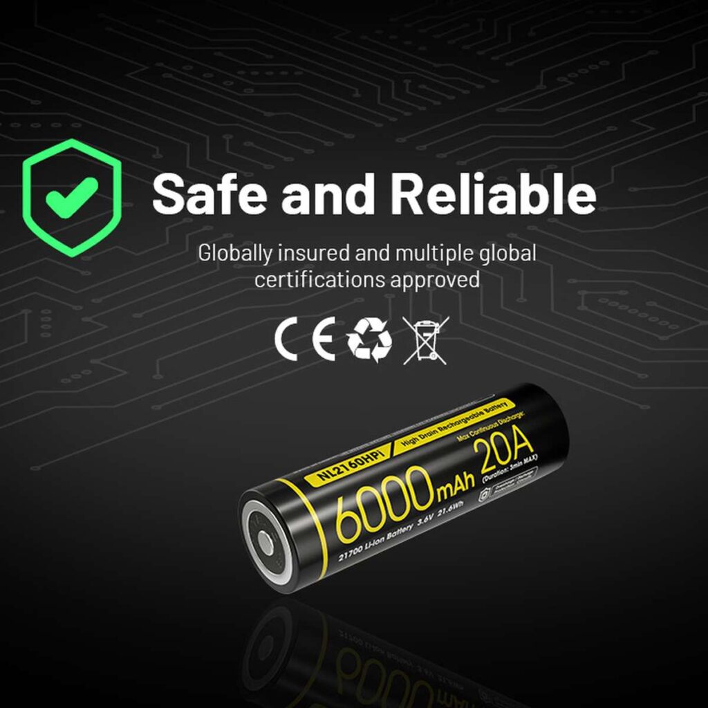 Nitecore NL2160HPi acumulator 21700 de 6000 mAh, poli dubli