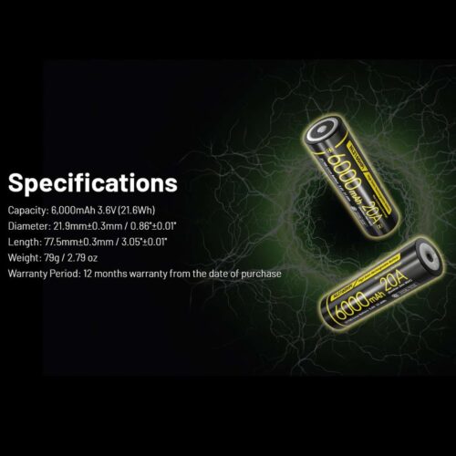 Nitecore NL2160HPi acumulator 21700 de 6000 mAh, poli dubli