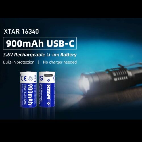 Xtar 16340USB acumulator 16340 de 900 mAh cu port USB-C