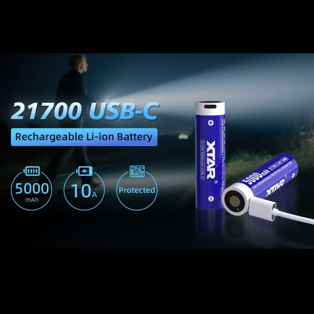 Xtar acumulator 21700 USB-C de 5000 mAh, 800 de cicluri