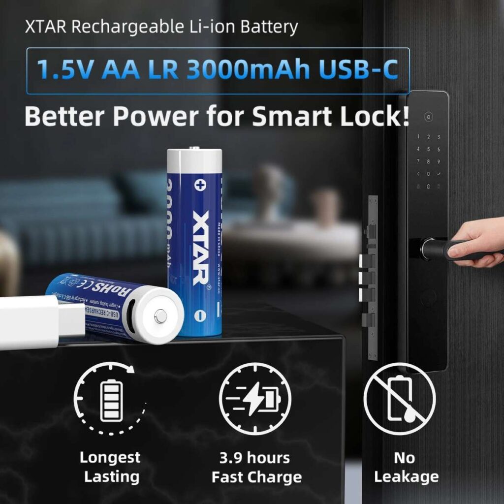 Xtar AA 3000 mAh set acumulatori AA 1.5V cu incarcare USB-C