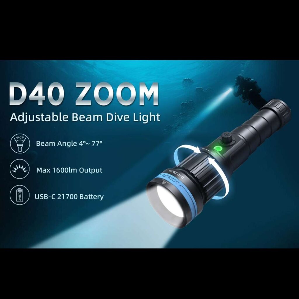 Xtar D40 Zoom lanterna subacvatica cu fascicul cu focalizare