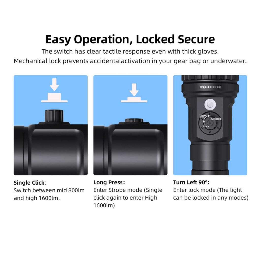 Xtar D40 Zoom lanterna subacvatica cu fascicul cu focalizare