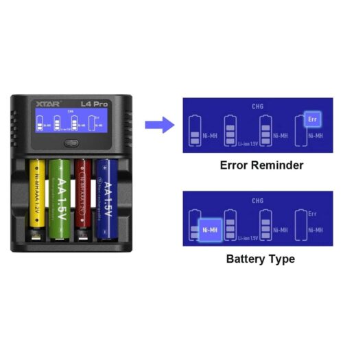 Xtar L4 Pro incarcator cu 4 porturi pentru acumulatori AA si AAA