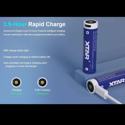 Xtar acumulator 18650 USB-C de 3500 mAh, 500 de cicluri