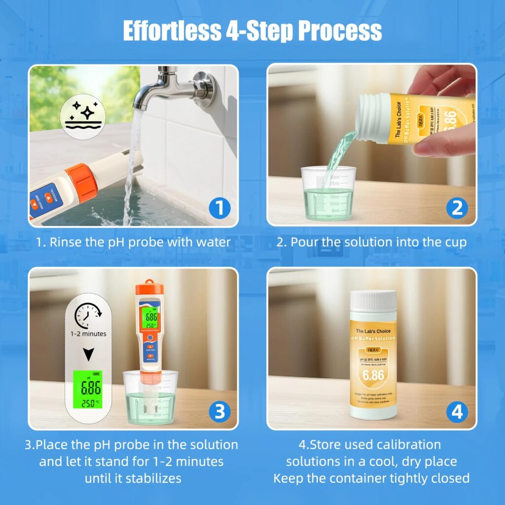 Creotech set de solutii pentru pastrat calibrat sau testat PH metre