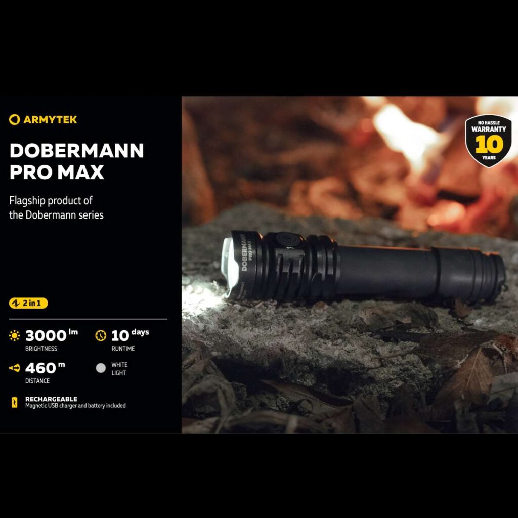 Armytek Dobermann Pro Max lanterna tactica, incarcare magnetica