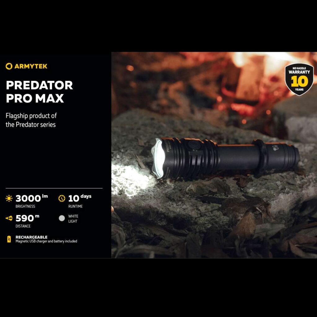 Armytek Predator Pro Max lanterna tactica, incarcare magnetica