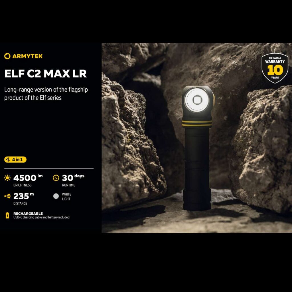 Armytek Elf C2 Max LR lanterna frontala magnetica puternica