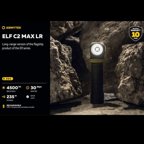 Armytek Elf C2 Max LR lanterna frontala magnetica puternica