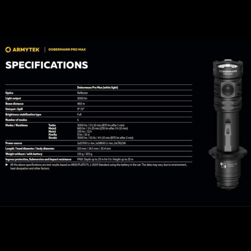 Armytek Dobermann Pro Max lanterna tactica, incarcare magnetica