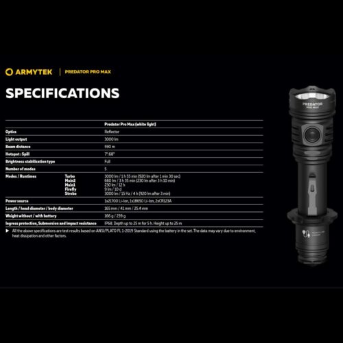 Armytek Predator Pro Max lanterna tactica, incarcare magnetica
