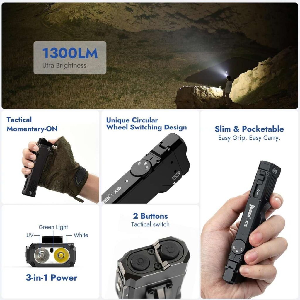 Wuben X5 lanterna multifunctionala cu laser verde si LED UV