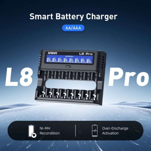 Xtar L8 Pro incarcator cu 8 porturi pentru acumulatori AA si AAA