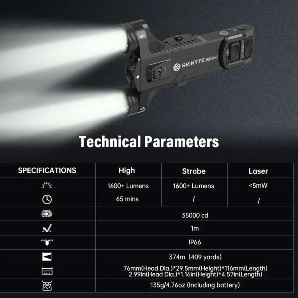 Brinyte XP22 MK3 lanterna militara cu laser cu prindere Picatinny