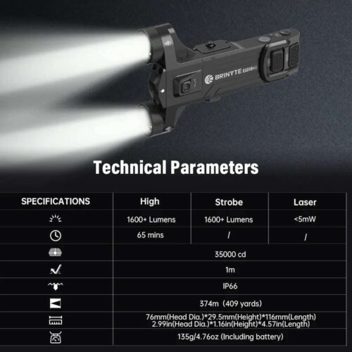 Brinyte XP22 MK3 lanterna militara cu laser cu prindere Picatinny
